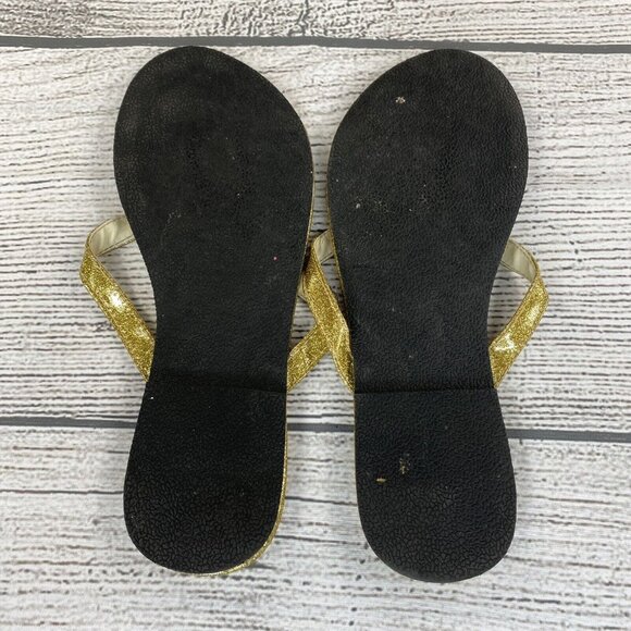 LAS VEGAS LV Flip Flops Women 8 Glitter Gold Light Weight Thong Sandals Shoes - Picture 4 of 4